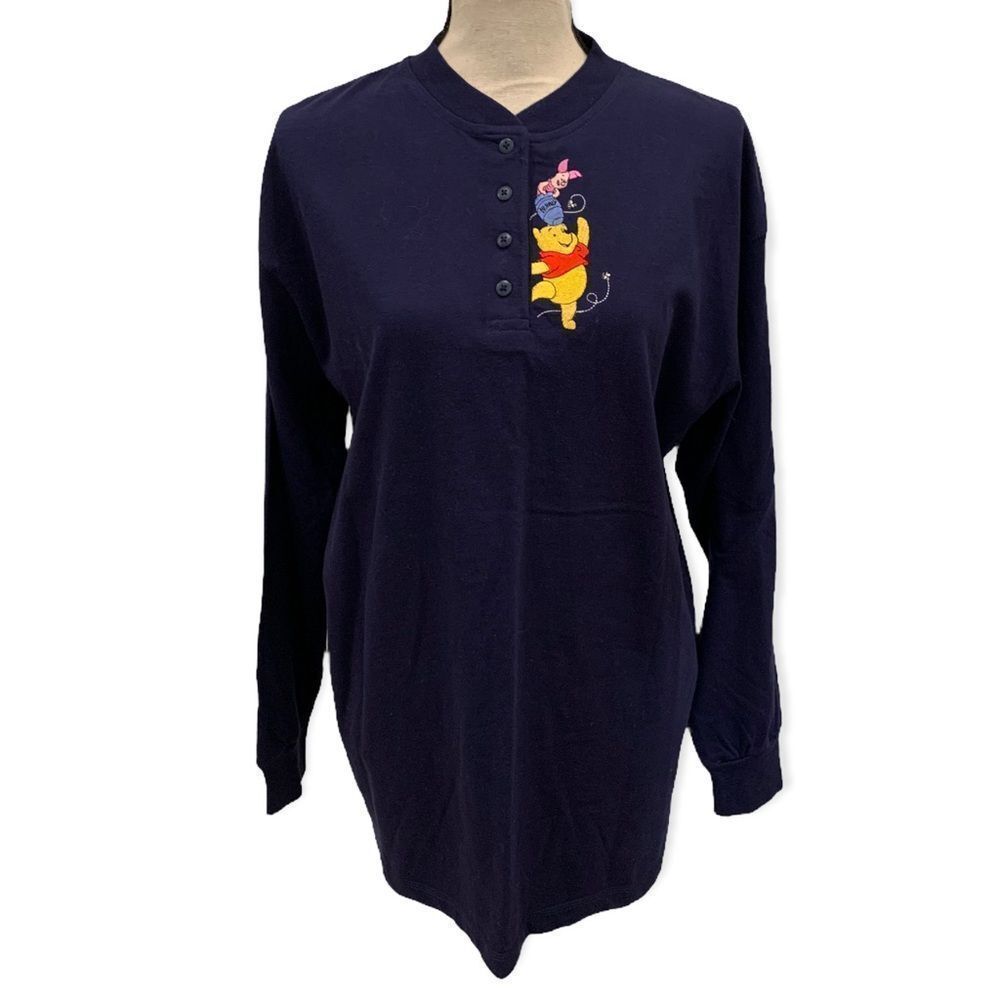 Vintage womens disney winnie the pooh and piglet embroidered long sleeve medium